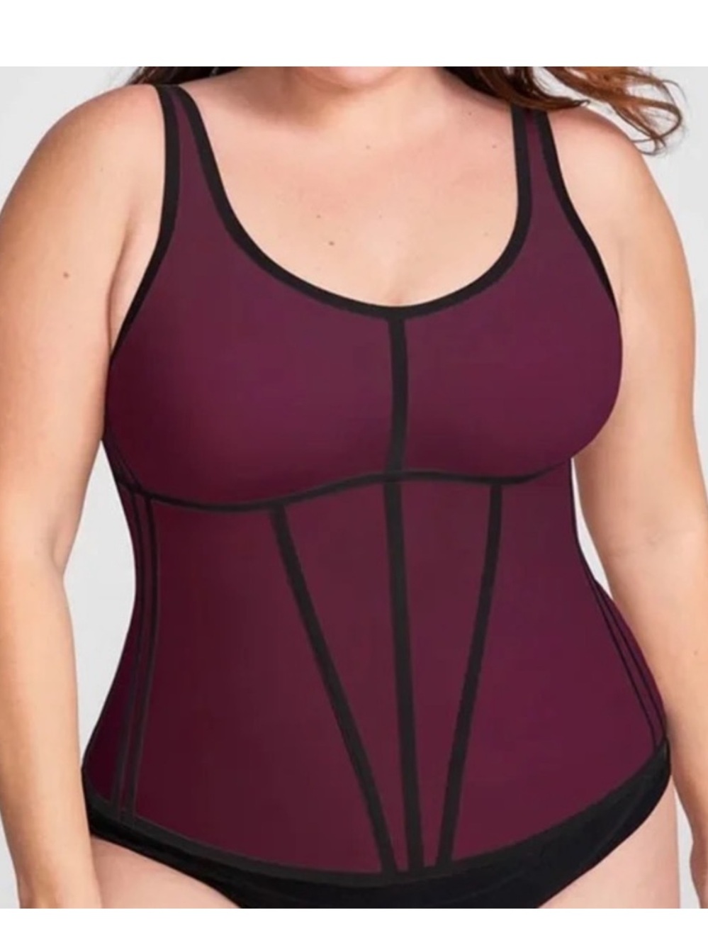 Honeylove Boldness Tank Wireless Body Sculpting Boning Compression burgundy M